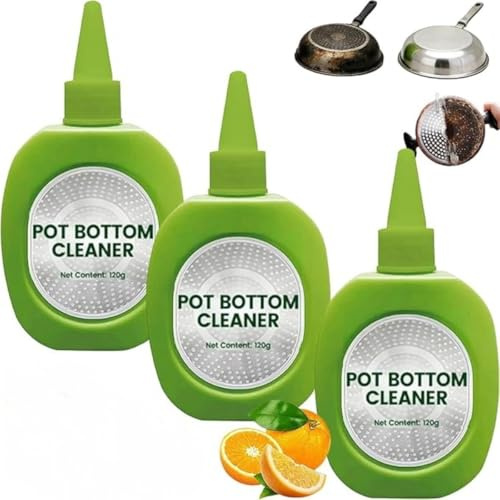 Pot Bottom Stain & Grime Remover – Powerful Burnt Residue Remover Paste, Stainless Steel Burnt Pot Cleaner, Multi Purpose Powerful Cleaner, for Pots, Pans, Stovetops & Grills (3 Pcs)
