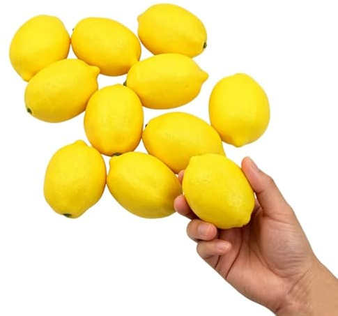 Mtbricey 10 Pieces Artificial Lemons Realistic Yellow Fake Lemon Fruit