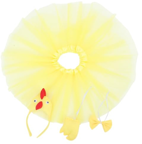 Disfraz de Pollo Adulto Diadema, Pajarita y Tutú Amarillo | Felpa y Algodón, Diseño de Gallina Realista, para Pascua, Halloween, Mascaradas y Fiestas