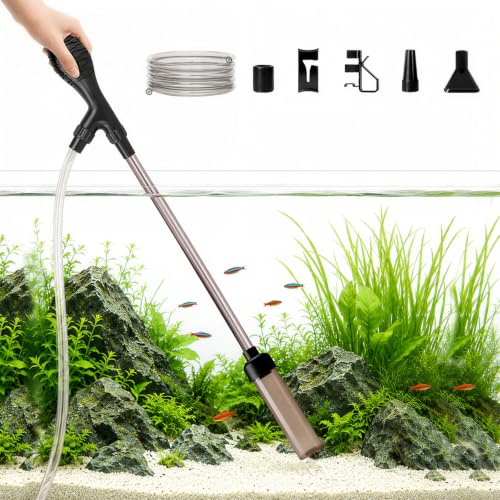 Mulmsauger Aquarium mit 2 m Schlauch, Aquarium Sauger mit Sauger Handpumpe | Einstellbarer Aquarium Reiniger für einfache Reinigung von Kies Bodenschlamm Filter Sandreinigung