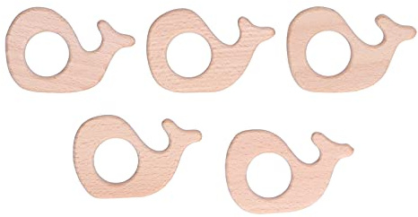Qcwwy Beißringe, Andere Haushaltsutensilien, Beißring, Schneckenform, Schnullerkette, Halskette mit Natürlichem Buchenholz Zur Linderung des Zahnens und Beim Baden, Beißspielzeug aus Holz, 5 Stück