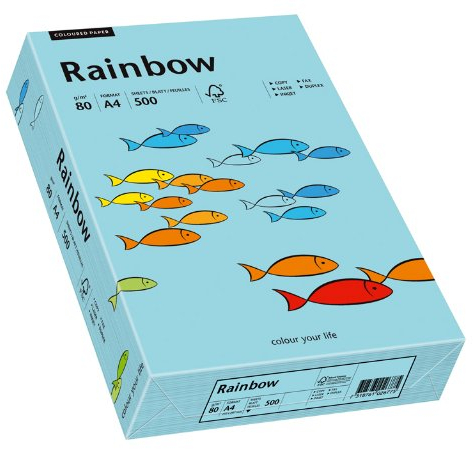 Papyrus 88042717 Drucker-/Kopierpapier farbig: Rainbow 80 g/m², A4 500 Blatt Buntpapier, Matt, Mittelblau