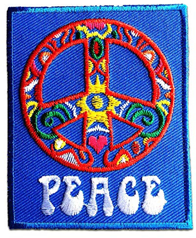 Catch the Patch Peace Frieden Aufnäher zum Aufbügeln 6,5 x 8 cm Bügelbild für Erwachsene mit Make Love Statement, Bügelpatch Patches Bügelflicken