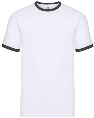 Fruit of the Loom Ringer-T-Shirt SS168 Gr. XL, weiß / schwarz