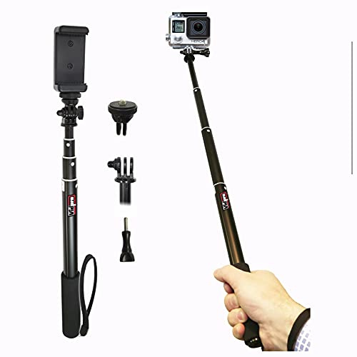 Vidpro MP20 Action Pole Lightweight 36inch Extendable Aluminum Monopod Collapses down to 10 inches Includes Integrated Mount for GoPro Phone Clamp and Tripod Adapter Perfect for Cameras