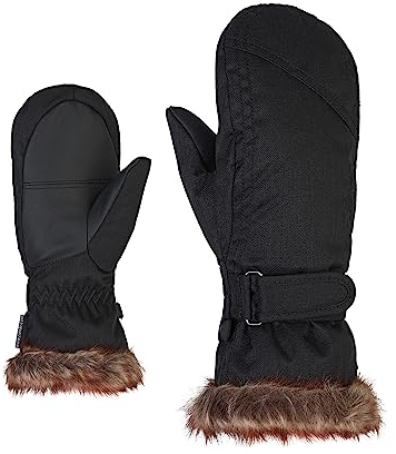 Ziener Mädchen LED Ski-Fäustling/Wintersport | warm atmungsaktiv, black-stru, 6,5
