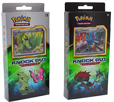 Pokemon TCG: Knock Out Collection Random Deal | Get 3 Rare Foil Lucario, Bisharp, and Zoroark OR Tyranitar, Shiftry and Vivillon | Plus 2 Booster Packs Trading Card Set