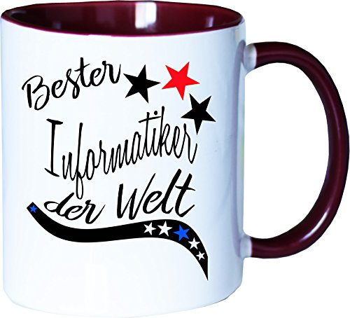 Mister Merchandise Becher Tasse Bester Informatiker der Welt. Kaffee Kaffeetasse liebevoll Bedruckt Beruf Job Arbeit Weiß-Bordeaux