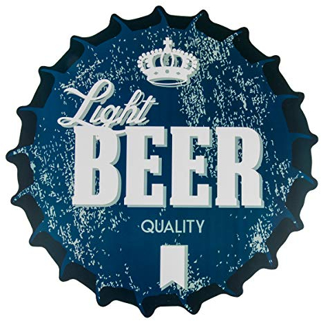 Haus und Deko Polypropylen-Tischset rund gezackt 38 cm Ø Platzset abwaschbar Platzdeckchen Retro-Look Kronkorken Light Beer