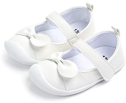 LACOFIA Bailarinas bebé niña Zapatos Antideslizantes Primeros Pasos para bebé niñas con Suela Blanco 23