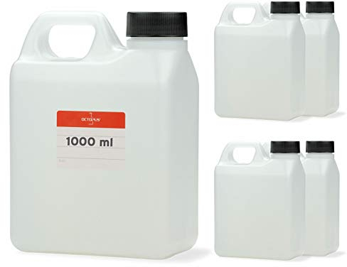 Octopus 5X Bidons de 1000 ML, bidon d'eau de 1 Litre Camping, bidons en Plastique vides pour Aliments, huiles ou Produits Chimiques, bidons en Plastique en Plastique HDPE
