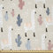 ABAKUHAUS Lama Stoff als Meterware, Kindisches Kaktus-Tier, Seidiger Satin Stoff für Polster Heimtextilien, 1M (148x100cm), Beige