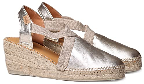 Espadrille Cuir Femme - TOSSA - Platine, 37 EU