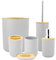 Badezimmer Set,6-teiliges Moderner Badaccessoires Toiletten Bad Zubeh?r WC Kit Seifenspender Zahnb¨¹rstenhalter Seifenschale Becher Toilettenb¨¹rstenhaltersatz M¨¹lleimer(Grau)