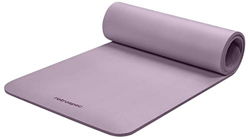 Retrospec Solana Yogamatte, 1,27 cm dick, mit Nylonband, für Damen und Herren, rutschfeste Trainingsmatte für Yoga, Pilates, Stretching, Boden- und Fitness-Workouts, violetter Dunst