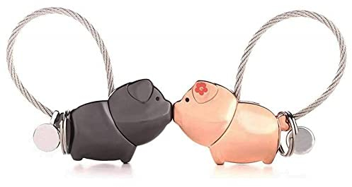 Schlüsselanhänger Paar Liebe 1 Paar Magnetischer Kuss Schwein mit Schöne Geschenkbox für Valentinstag, Geburtstagsgeschenke, Weihnachten, Hochzeit