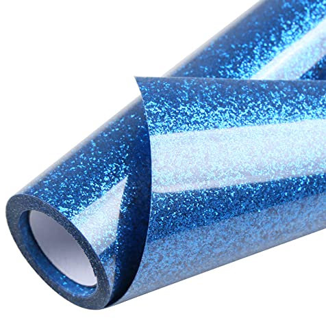 TORC Royal Blue Glitter HTV Heat Transfer Vinyl Roll 12 inch x 5 ft Iron on Vinyl for T Shirts Crafts