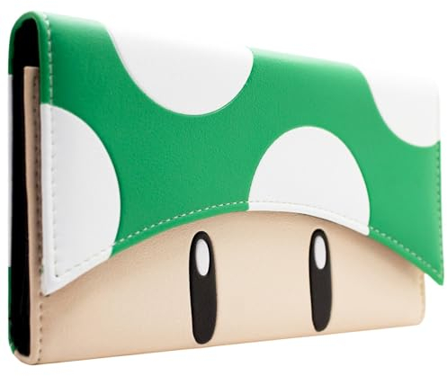 Mario 1UP Extra Life Pilz Portemonnaie Tri-Fold Münzfach & Kartenhalter, Grün
