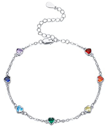 YEESIA Chakra Fußkettchen Sterling Silber Herz Chakra Fußkettchen 7 Chakra Sommer Strand Fußkettchen Link Hot Wife Knöchel Armband Geburtstag Weihnachten Geschenke für Frauen Frau Freundin