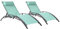 Happy Garden - Juego de 2 tumbonas de textileno Galapagos de textileno Verde de Agua/Estructura Antracita, baño de Sol para Exteriores Multiposiciones.