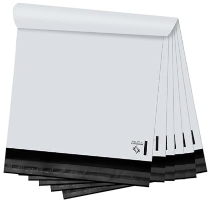 KKBESTPACK Buste adesive per spedizioni, buste per spedizioni, per abbigliamento, libri e accessori, impermeabili, bianche (PM100)