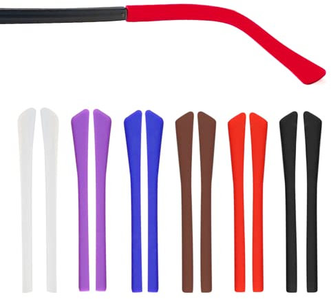 Silicone Glasses Retainer 6 Pairs Anti Slip Glasses Ear Hook Grip, Colorful Eyeglass End Tips, Anti-Slip Cover for Eyeglasses Ear Hook, Ear Socks Leg Tubes for Thin Metal Eyeglass Sunglasses Legs