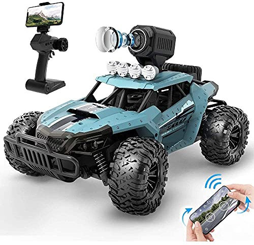 QIYHBVR Auto RC, Auto Telecomandata 1:16 con Videocamera HD WiFi 720P, Camion Fuoristrada in Lega Ad Alta velocità da 2,4 GHz Veicolo da Corsa Veloce Auto Giocattolo Elettrico per Hobby Regalo
