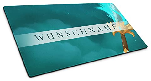 Tapis de souris XXL personnalisé avec nom au choix pour clavier et souris - 800 x 400 mm - Tapis de souris de jeu XXL - Dessous imperméable antidérapant - Bords cousus - Décoration RPG Gamer