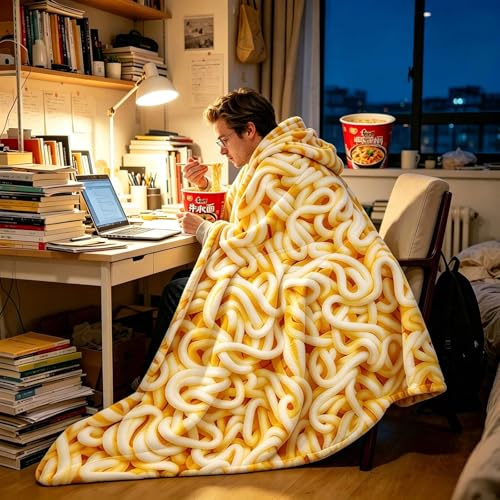 Sofevaim Ramen Noodles Decke, realistische Lebensmitteldecke, lustige Geburtstagsgeschenke für Kinder, lustige Überwurfdecke für Couch, Sofa, Bett, Lebensmittel-Ramen-Geschenke, 152,4 x 127 cm