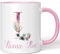 JUNIWORDS Tasse, Luana-Ilea, Name Anfangsbuchstabe Initial Alphabet Floral Buchstabe L Monogramm Motiv, Rosa (5523210)