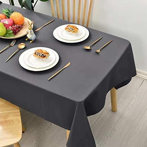 Hiasan Glatt Tischdecke Fleckenabweisend Tischtuch mit Lotuseffekt Leicht Wasserabweisend Tischwäsche, Dunkelgrau, 130x220cm