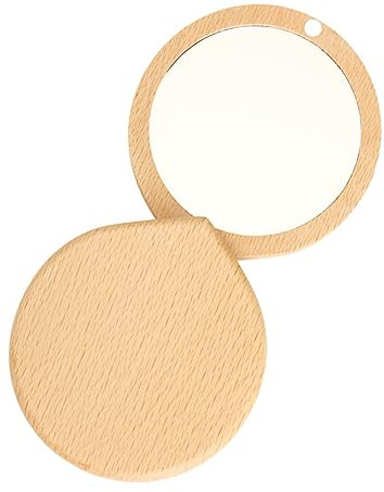 minkissy Vintage Compacte 1 Pc Miroir De Maquillage en Bois Portefeuille De Poche Mirroir Mini-Miroir Petits Miroirs De à Main De Poche Bambou Double Face Voyage Compact