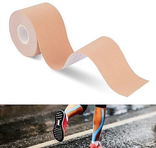 Kinesiologie Tape, Selbstklebender Verband, Physio Tape, Elastisches und hypoallergen muskel tape, Wasserfestes & Hautfreundliche Kinesiotape, für Knieschmerzen, Ellenbogen und Schulter, Hautfarbe