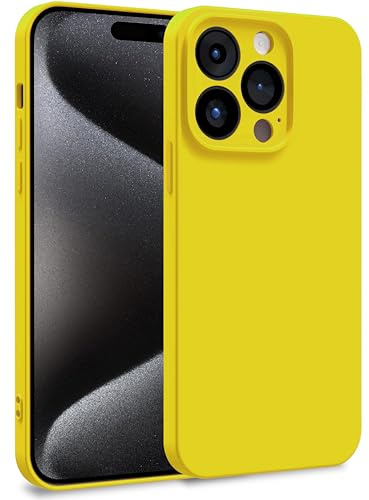 MyGadget Cover per iPhone 15 Pro - Custodia in Silicone Morbido a Doppio Strato – Case con Protezione Fotocamera & Fodera Interna Antigraffio - Giallo