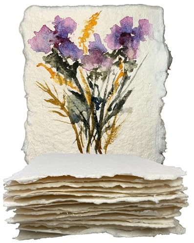 Wanderings Dickes Handgemachtes Aquarellpapier mit Gerissenem Rand -10.5x15 cm - 500 GSM, Premium Elfenbein-Kaltgepresstes Strukturiertes Mischpapier aus Recycelter Baumwolle - 15 Lose Blätter