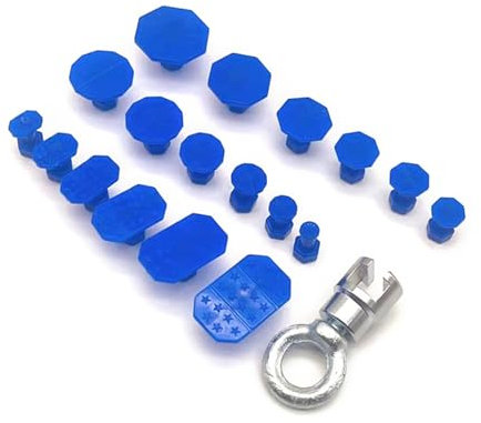 huwvqci 18 x Abziehlaschen für kleine Ausbeulen, Kleber, Ziehlasche für Gleithammer, Haken mit Dellen-Literringen, Auto-Dellenentferner-Werkzeug