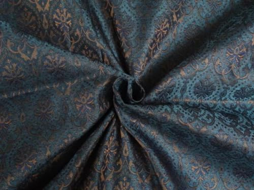 Brokatstoff Blaugrün, Königsblau X Metallic Gold Brokat/Jacquards