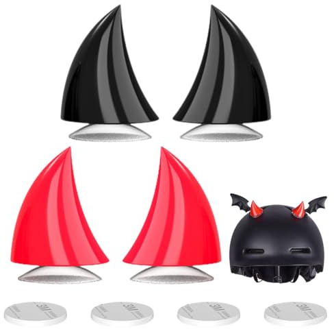 MWUMRCM Motorrad Helm Hörner, 4 Stück Helm-Dekoration, Gummi-Horn Zubehör, Motorradhelmhorn, Saugnapf Horn Helm Dekoration,Motorrad Helm Hörner Eckdekoration,Motorradhelm Devil Demon Horn