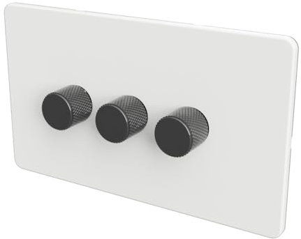 SAMOTECH WIFI Smart DIMMER UK No neutral wire required, compatible with Alexa, Google, Tuya, Smart Life - White/Grey 3-Gang