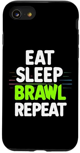Hülle für iPhone SE (2020) / 7 / 8 Eat Sleep Brawl Repeat Lustiges Videospiel