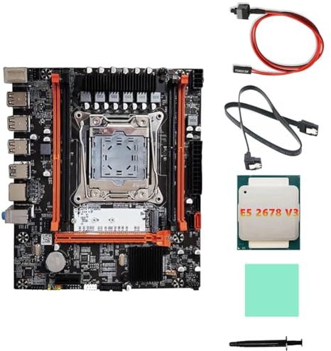Rordigo Placa Base de Escritorio X99H+CPU E5 2678 V3+Grasa TéRmica LGA2011-V3 B85 DDR3X4 Ranura ECC M.2 NVME PCI-E 3.0 X16