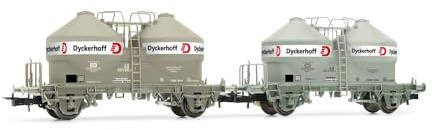 Rivarossi HR6591 DB 2-teiliges 2-Achs-Silowagen Ucs Grau-Lackierung Dycke Rolling Stock - Wagons
