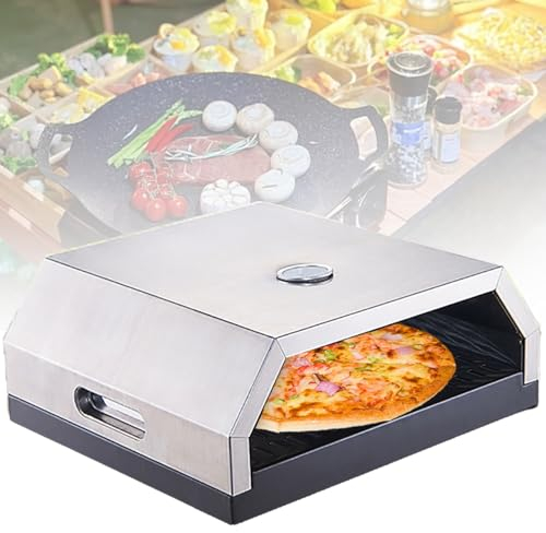Forno per Pizza da Esterno, Forno per Pizza per Grill, Forno per Pizza Grill con Termometro E Pietra per Pizza da 12'', Eccellente Materiale in Acciaio Inossidabile, per Gas, Carbone, Griglie