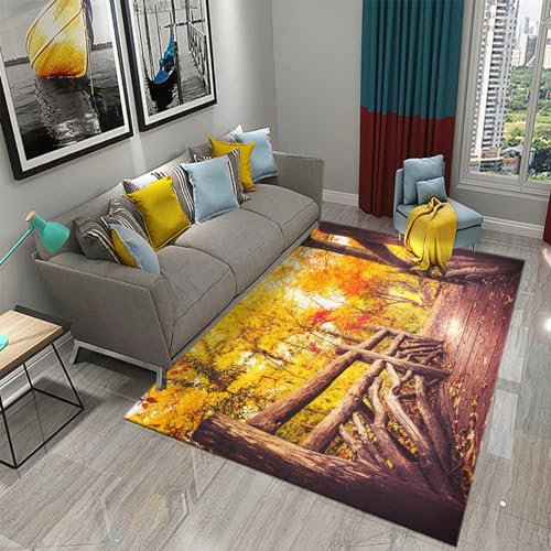 3D-Druck Weicher Kinderzimmerteppich Gelb-Rote Ahornblätter 50 X 80 Cm / 19.6 X 31.5 - Rutschfester Teppich Mit Niedrigem Flor - Waschbar - Anti-Flecken, Fusselt Nicht: Umweltfreundlich - Leich -8B3