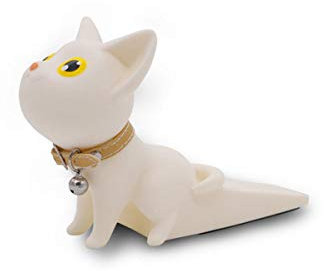 Bycc Bynn Butoir de porte en silicone pour chien mignon - Cale de porte décoratif en forme d'animal (Chat - Blanc)