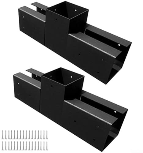 SMZhomeone Kit per pergola in acciaio resistente a 3 vie ad angolo piatto, staffe per pergola per gazebo 4 x 4 legname per giardino gazebo in legno palo in legno base kit pergola (2 pezzi)