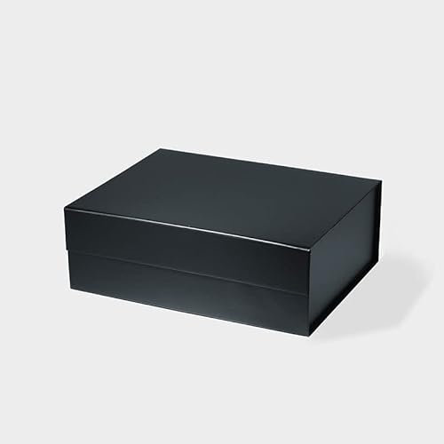 Geoto Masse 33x25.5x11.5cm A4 tief Luxus starren faltbaren magnetischen Deckel Brautjungfer Geschenk Box Kleidung Verpackung (Schwarz)