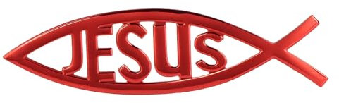 Autoaufkleber Jesus Christus Fisch Ichthys Christentum Symbol 3D Auto Sticker Selbstklebend (Rot)