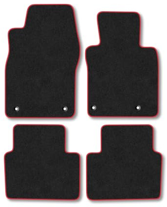 Mazda 3 (2019+) Carpet Car Mats | Red Edge Trim Tailored Fit Floor Mats Full Coverage Protection Accessories Easy Clean Anti Slip Made in the UK