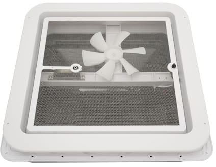 MINRS Dachluke, Dachfenster, Dachhaube 42 x 42 cm mit Sichtschutz und Lüfter Anti-Moskito Atmungsaktiv für Wohnwagen Wohnmobil, Schwarz und Weiß